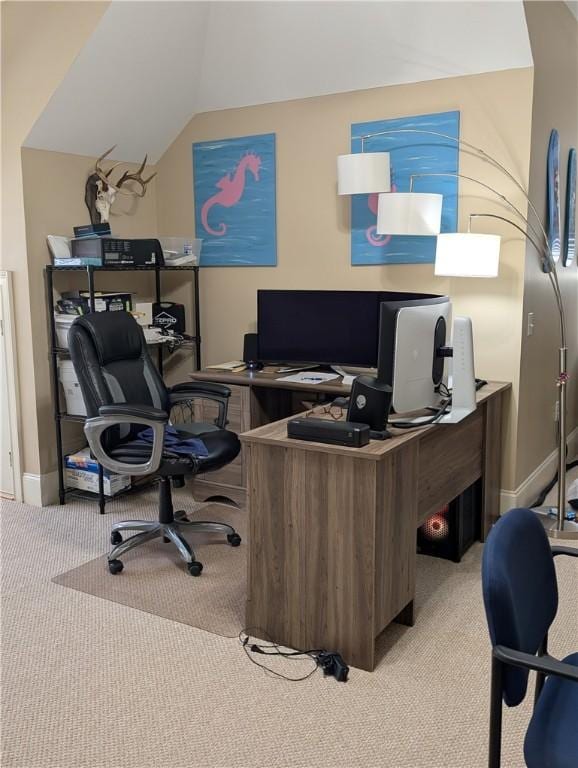 2115 Marshview Dr, Shellman Bluff, GA 31331 - home office with light colored carpet and vaulted ceiling