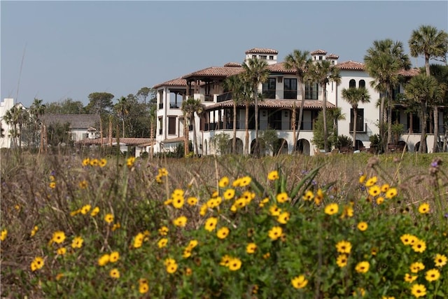 rear view of property with a balcony