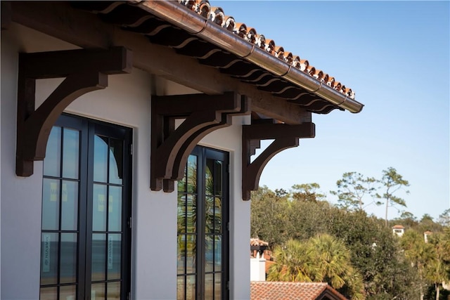 exterior details featuring french doors