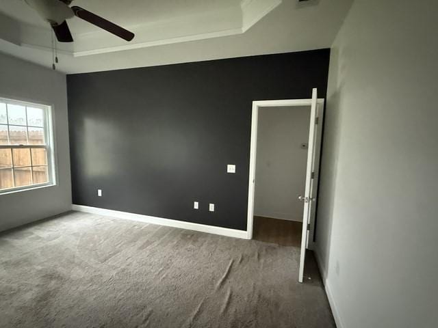 70 Harmonees Way, Ludowici, GA 31316 - carpeted empty room with a tray ceiling and ceiling fan
