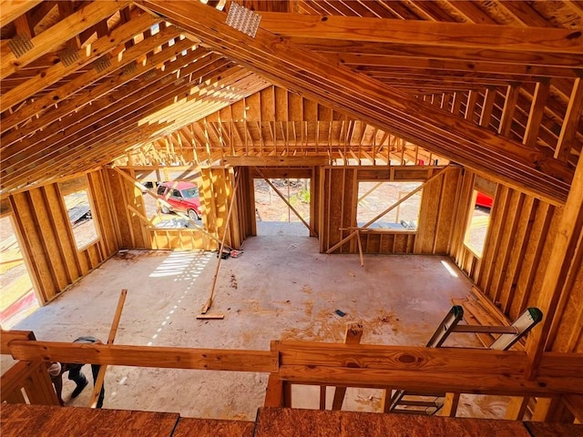 unfinished attic with a wealth of natural light