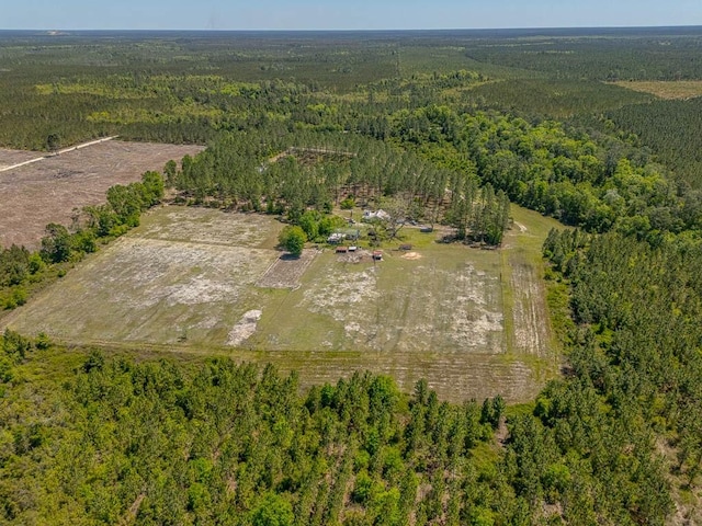 birds eye view of property featuring a view of trees