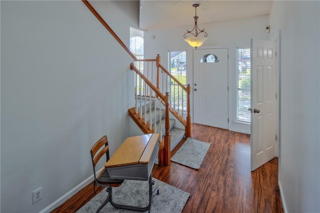 entrance foyer featuring dark hardwood / wood-style flooring