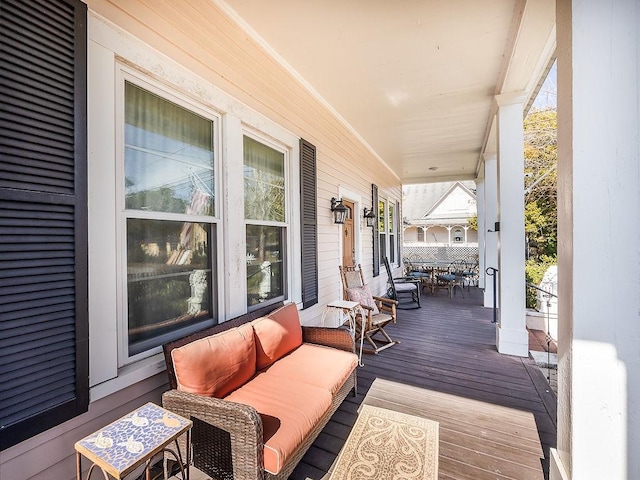 wooden deck with covered porch