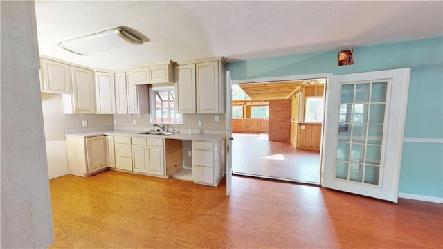 kitchen featuring sink and light wood-type flooring