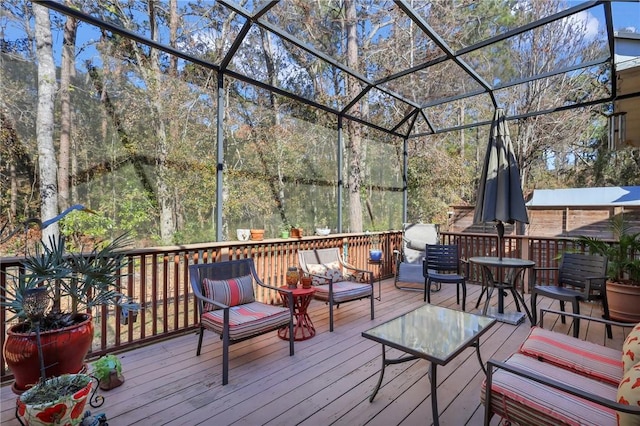 wooden deck with an outdoor hangout area
