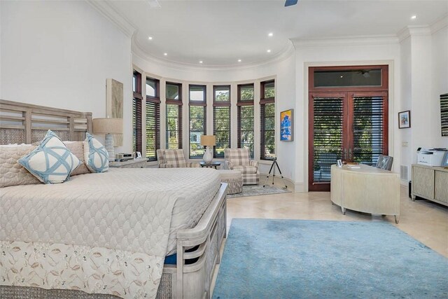 bedroom with ornamental molding