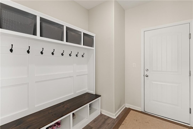 288 Chestnut Dr, Brunswick, GA 31523 - mudroom with dark wood-type flooring and baseboards
