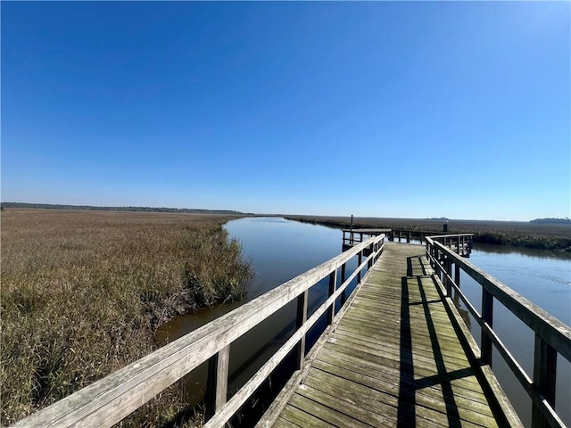 view of dock featuring a water view