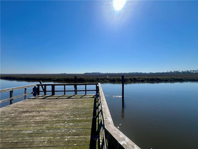 view of dock featuring a water view