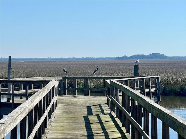 dock area featuring a water view