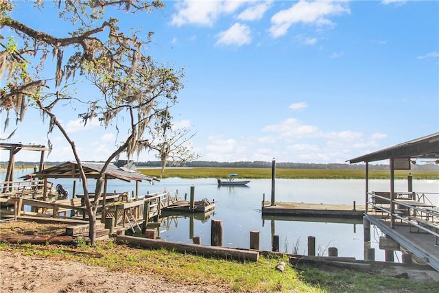 view of dock featuring a water view