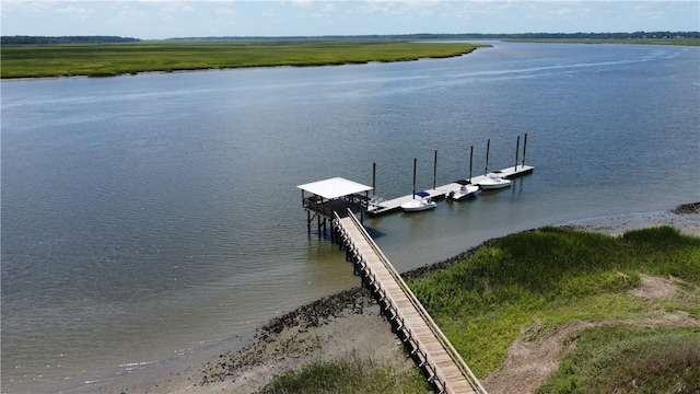 view of dock featuring a water view