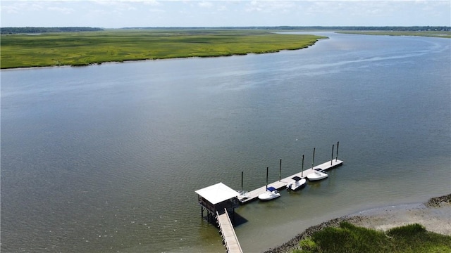 view of dock featuring a water view