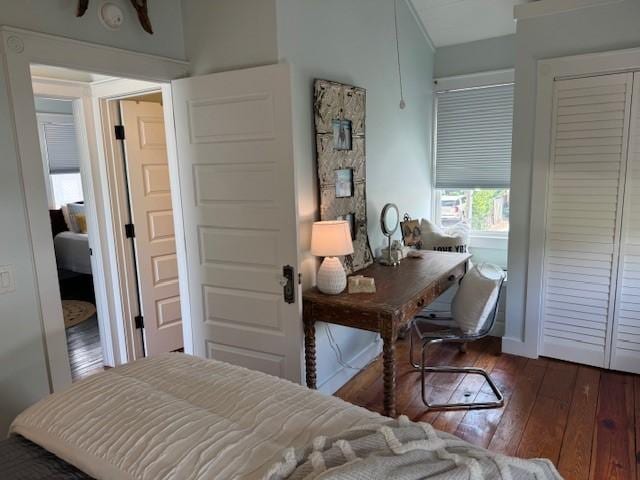 bedroom featuring dark wood-type flooring