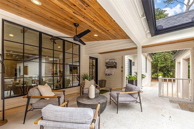 view of patio / terrace featuring ceiling fan