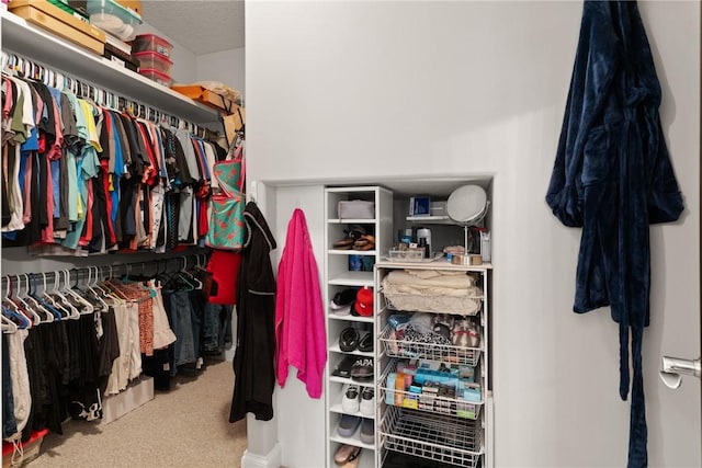 spacious closet featuring carpet floors