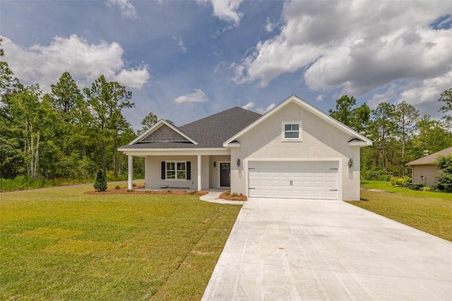 94 Silver Bluff Dr, Brunswick, GA 31523 - view of front of property with concrete driveway, a front yard, a garage, and stucco siding