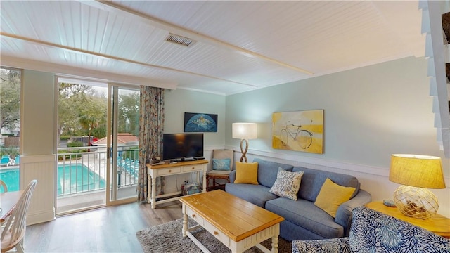 living room featuring hardwood / wood-style flooring