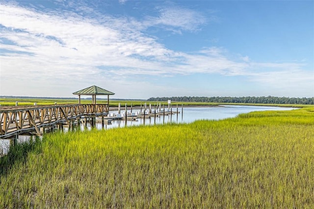 view of dock featuring a water view