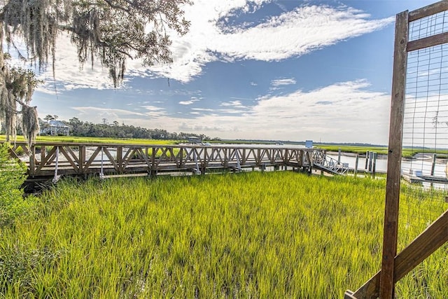 dock area featuring a water view