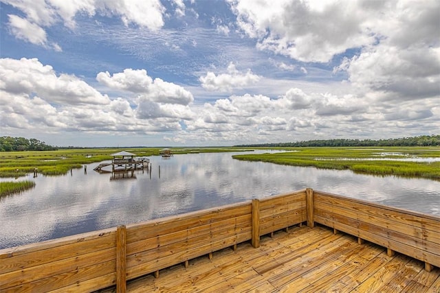 dock area with a water view