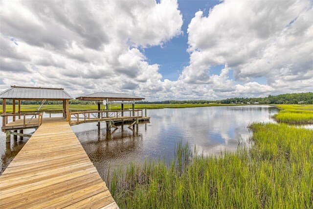 dock area featuring a water view