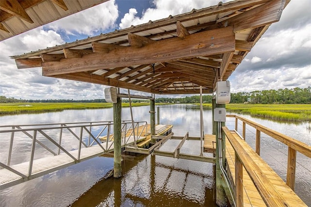 dock area featuring a water view