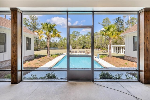 entryway with concrete floors