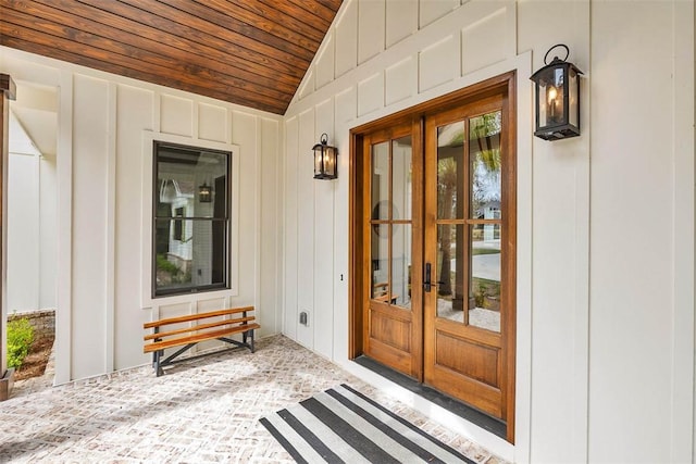 property entrance featuring french doors