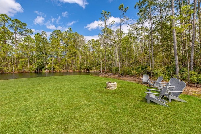 view of yard with a water view