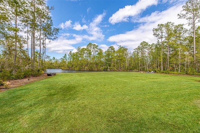 view of yard featuring a water view