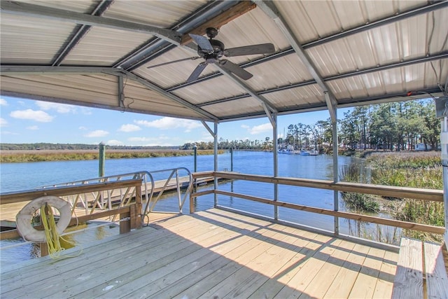 view of dock featuring a water view