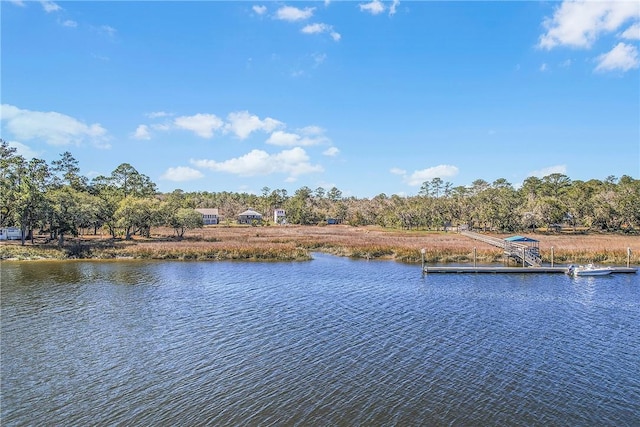 water view with a boat dock