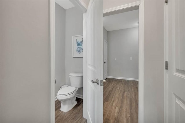 bathroom featuring toilet and hardwood / wood-style floors