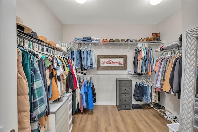 walk in closet featuring light hardwood / wood-style floors