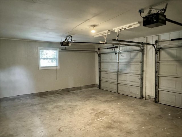garage with a garage door opener