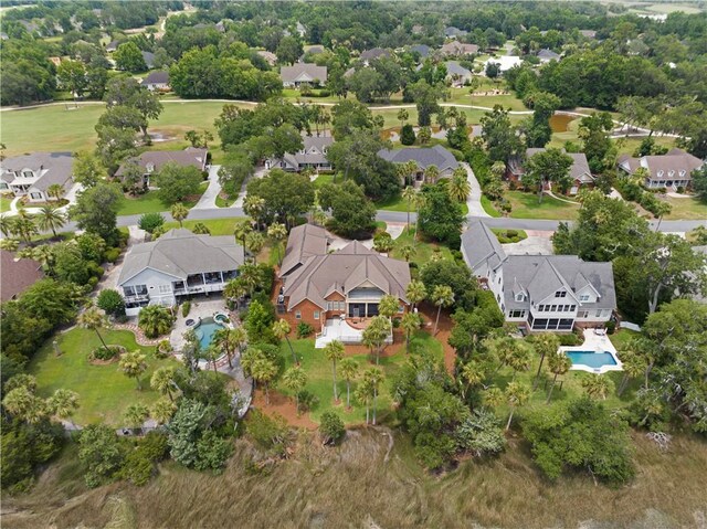 drone / aerial view with a residential view