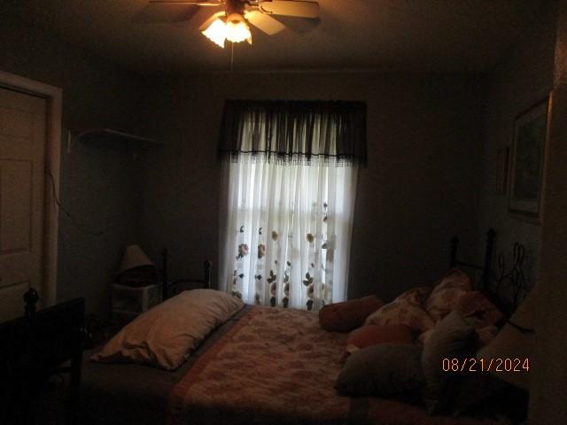 bedroom featuring ceiling fan