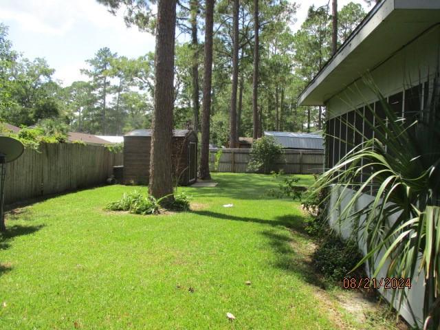 view of yard with a shed