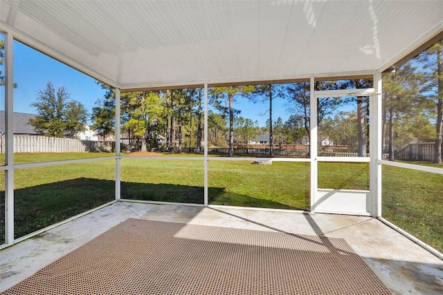 view of unfurnished sunroom