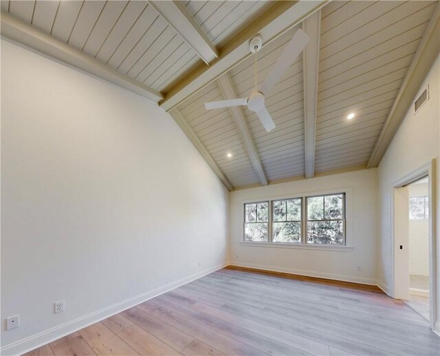 187 Fifty Oaks Ln, Saint Simons Island, GA 31522 - unfurnished room with light wood-type flooring, baseboards, ceiling fan, wood ceiling, and recessed lighting