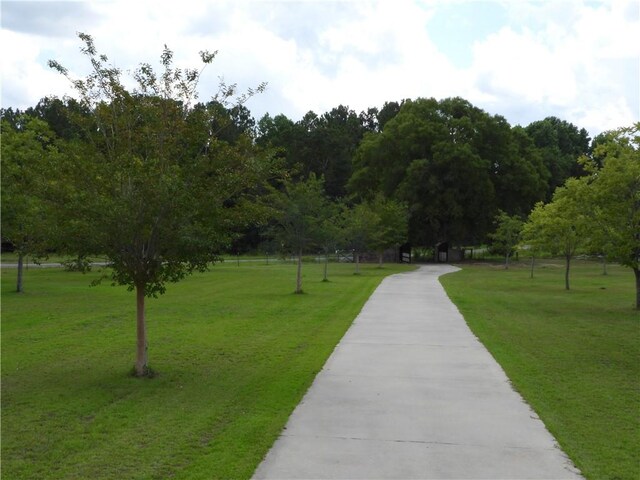 view of property's community featuring a lawn