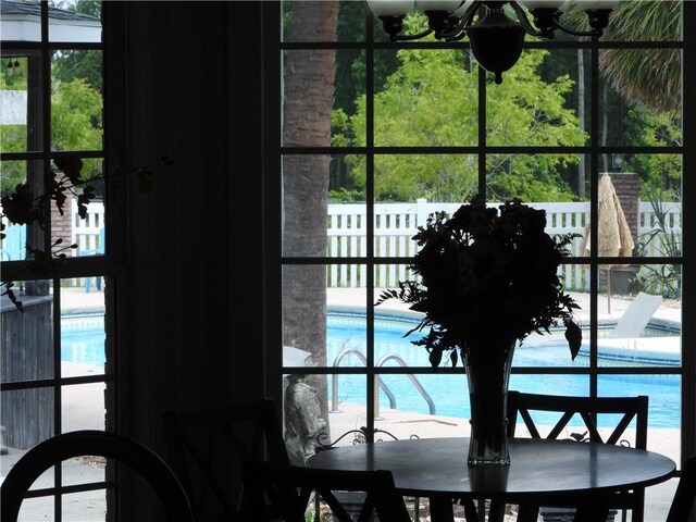 room details with a notable chandelier