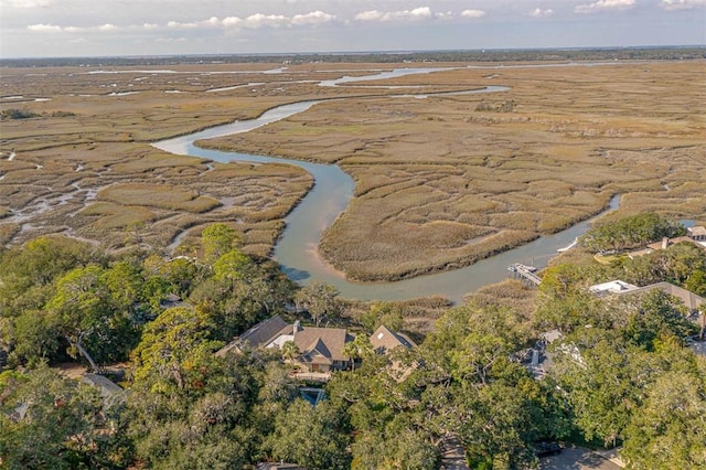 aerial view featuring a rural view and a water view