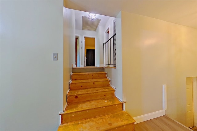 1206 Morningside Dr, Waycross, GA 31501 - stairway featuring wood finished floors and baseboards