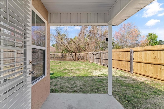 view of yard featuring a fenced backyard