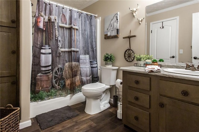 5618 Bowen Rd, Blackshear, GA 31516 - bathroom featuring crown molding, vanity, and wood finished floors