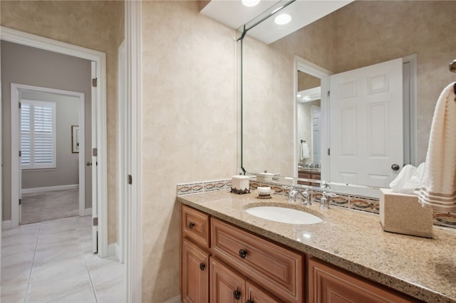 bathroom featuring vanity and tile patterned floors