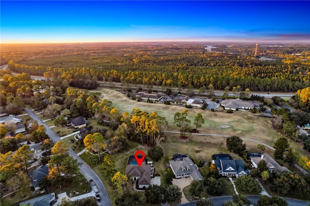 view of aerial view at dusk